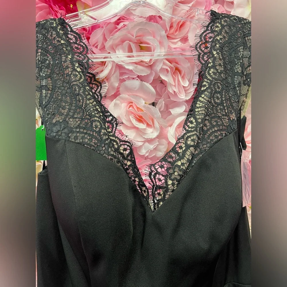 Christina Wu 17920 size 12 black long dress with lace - Picture 2 of 4